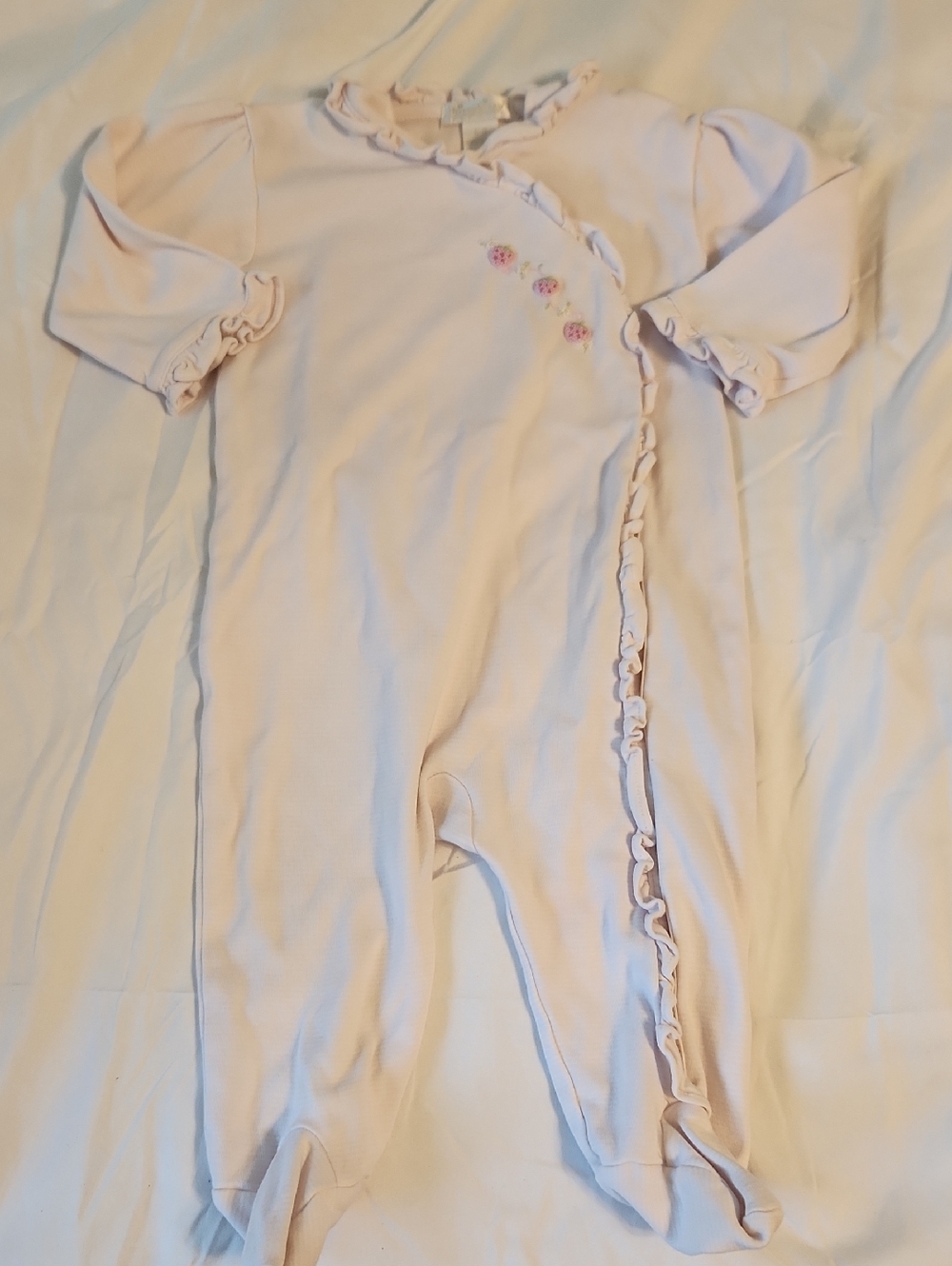 Baby Girl Ruffle Footed One-Piece with Embroidery